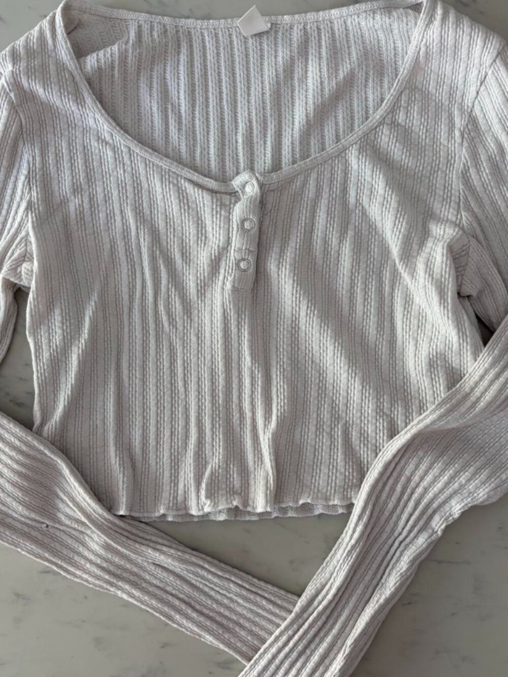 Pointelle Henley LS